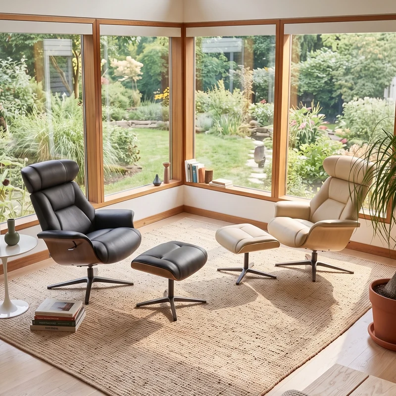 Matteo,Napa Leather Lounge Chair and Ottoman