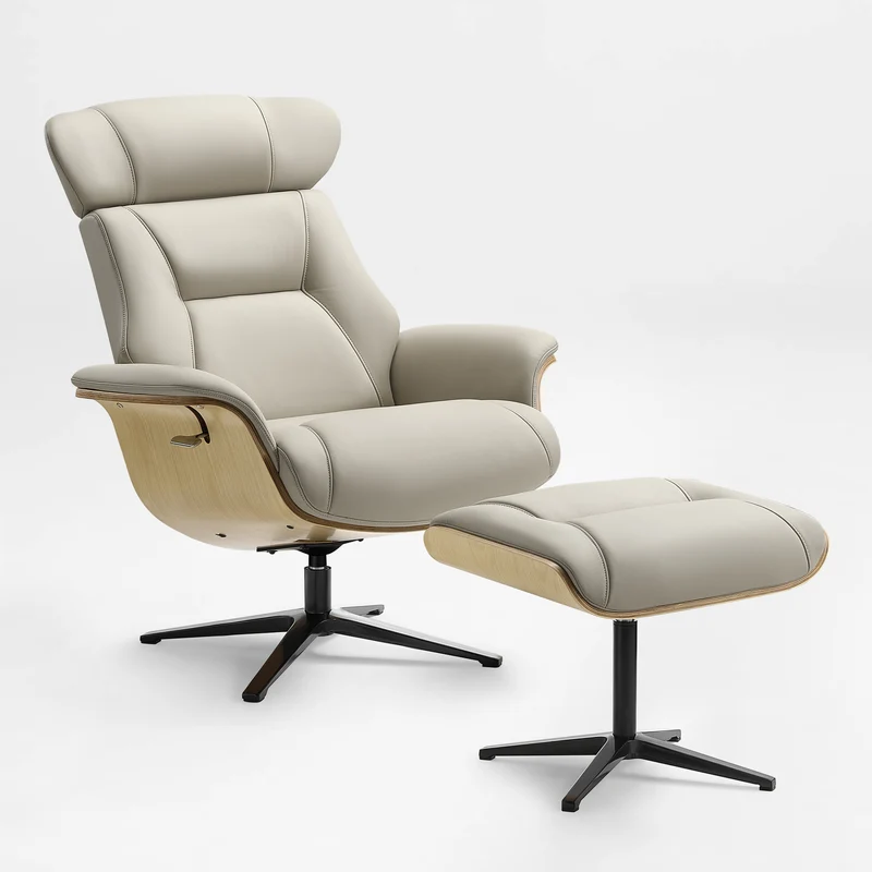 Matteo,Napa Leather Lounge Chair and Ottoman