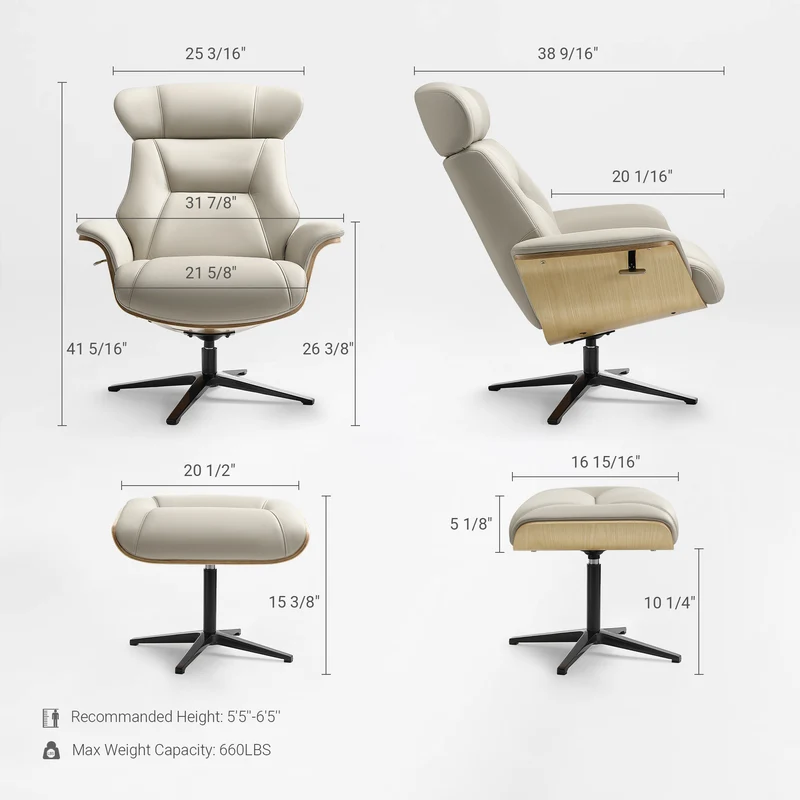 Matteo,Napa Leather Lounge Chair and Ottoman