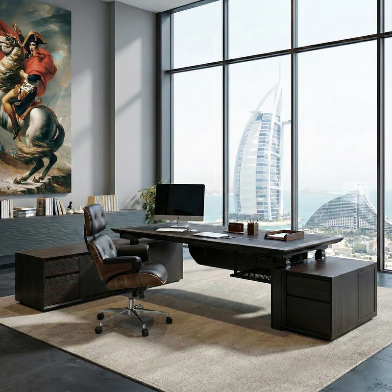 Zen Classic Executive Standing Desk with Cabinets (86"x39")