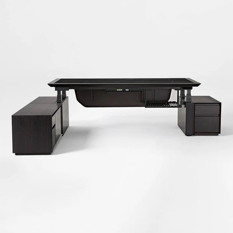 Zen Classic Executive Standing Desk with Cabinets (86"x39")