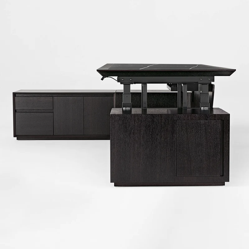 Zen Classic Executive Standing Desk with Cabinets (86"x39")