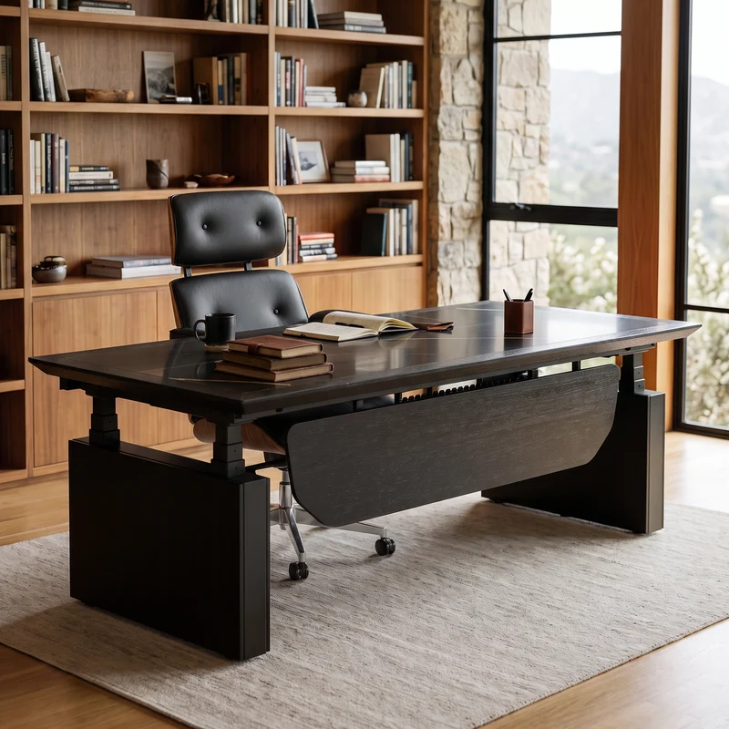 Zen Classic Executive Standing Desk with Cabinets (86"x39")