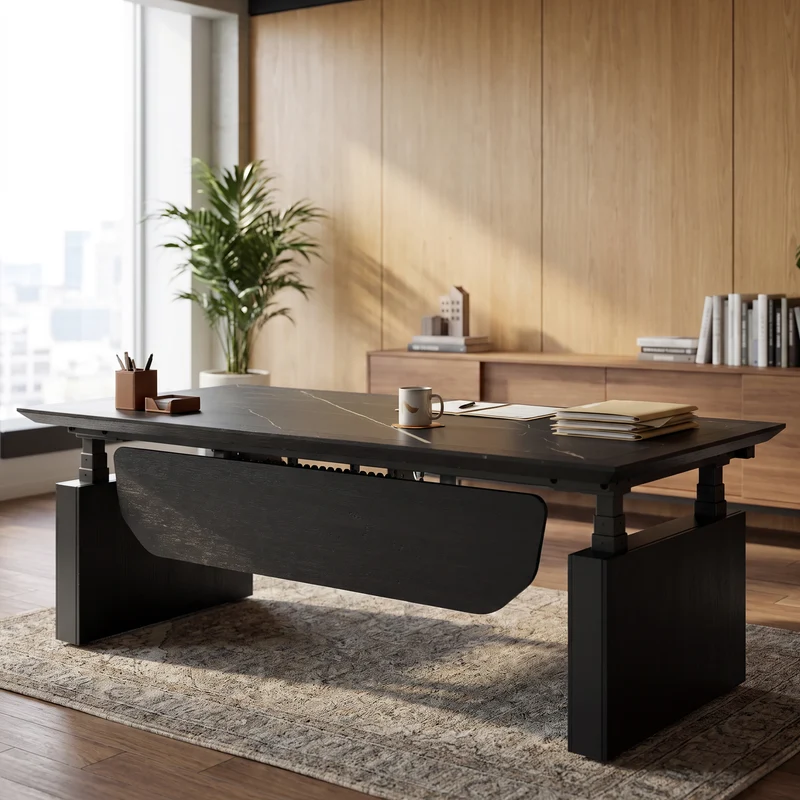Zen Classic Executive Standing Desk with Cabinets (86"x39")