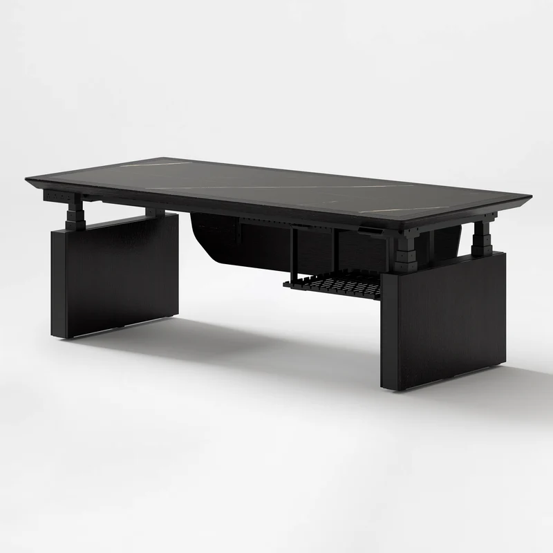 Zen Classic Executive Standing Desk with Cabinets (86"x39")
