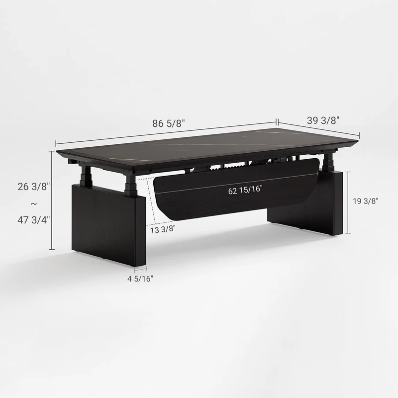 Zen Classic Executive Standing Desk with Cabinets (86"x39")