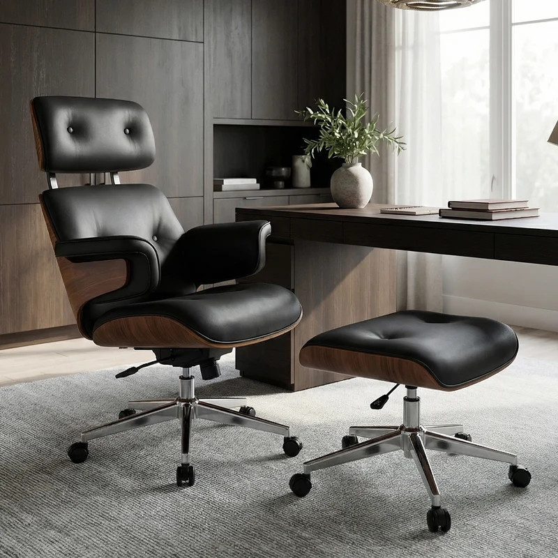 Mathias Leather Executive Chair with Ottoman