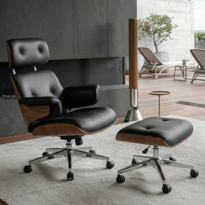 Mathias Leather Executive Chair with Ottoman