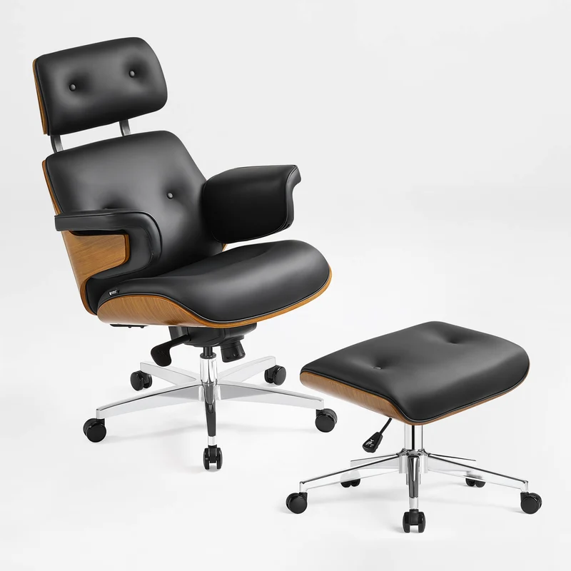 Mathias Leather Executive Chair with Ottoman