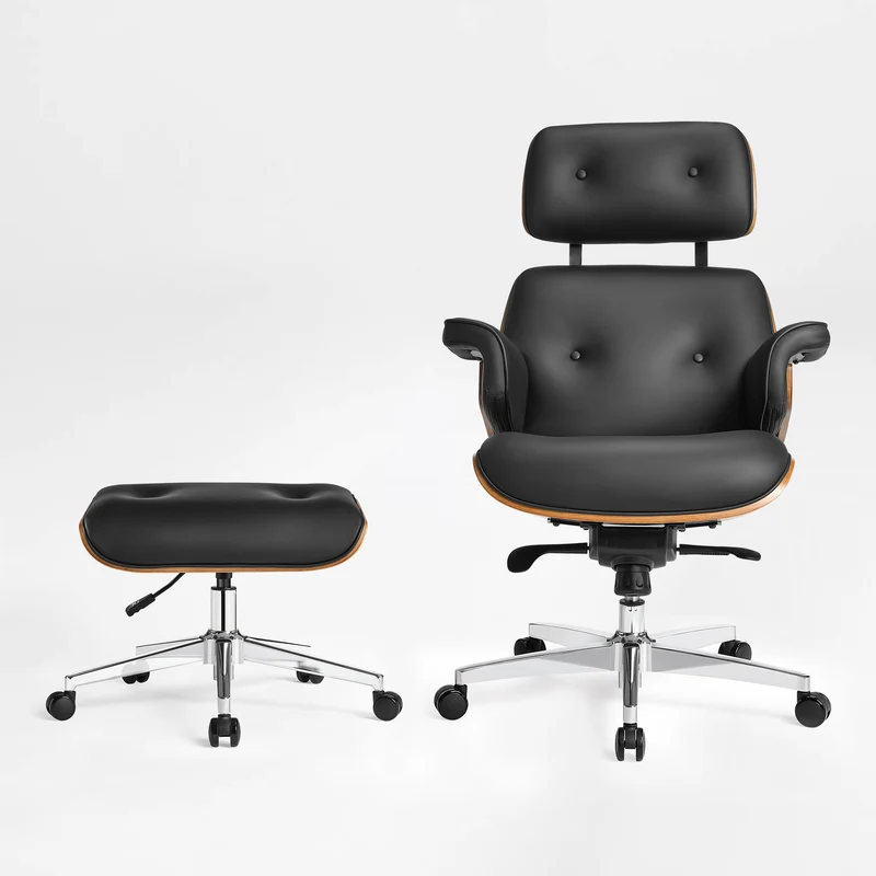 Mathias Leather Executive Chair with Ottoman