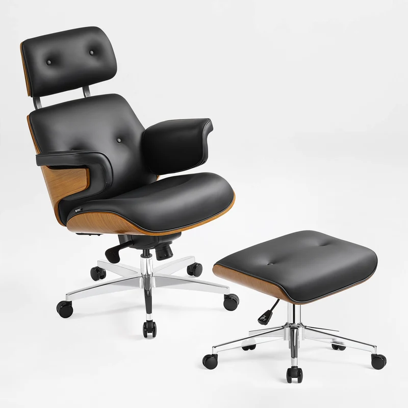 Mathias Leather Executive Chair with Ottoman