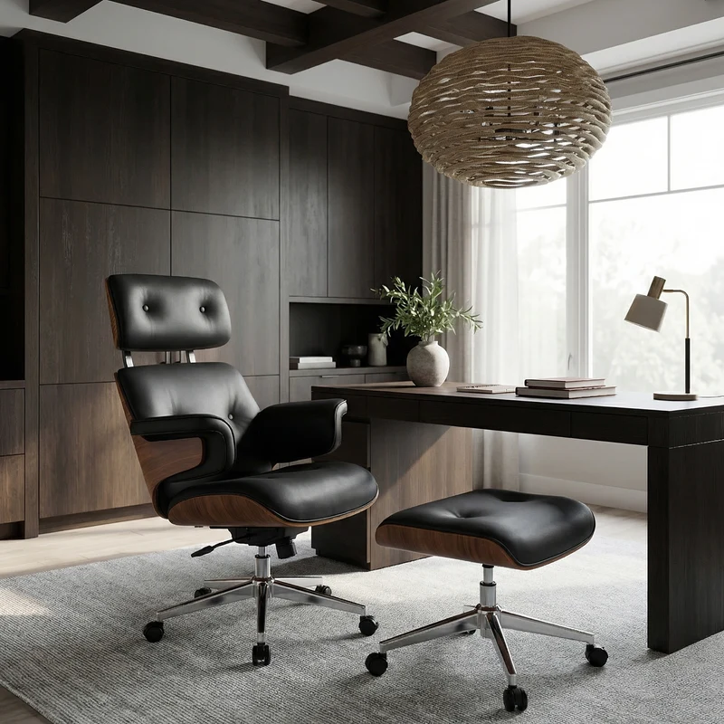 Mathias Leather Executive Chair with Ottoman