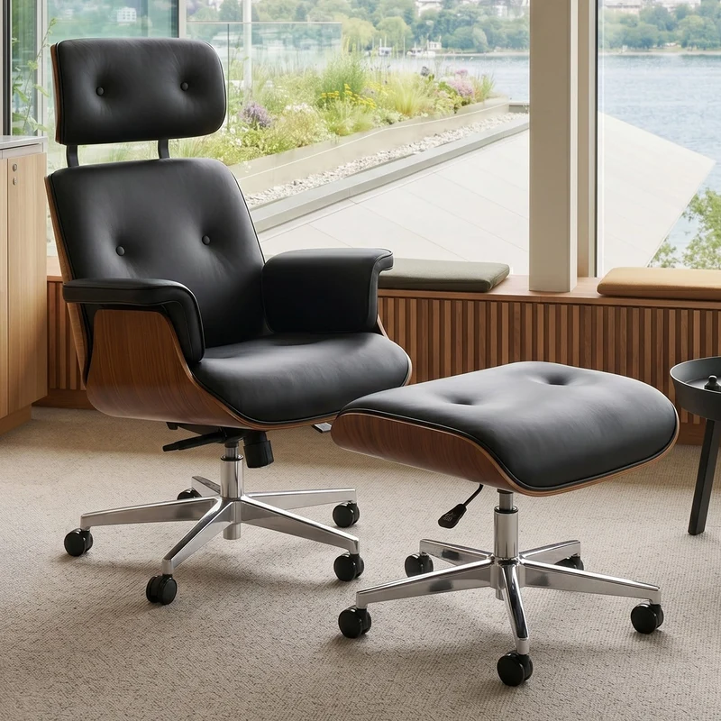 Mathias Leather Executive Chair with Ottoman