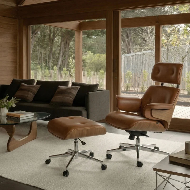 Mathias Leather Executive Chair with Ottoman