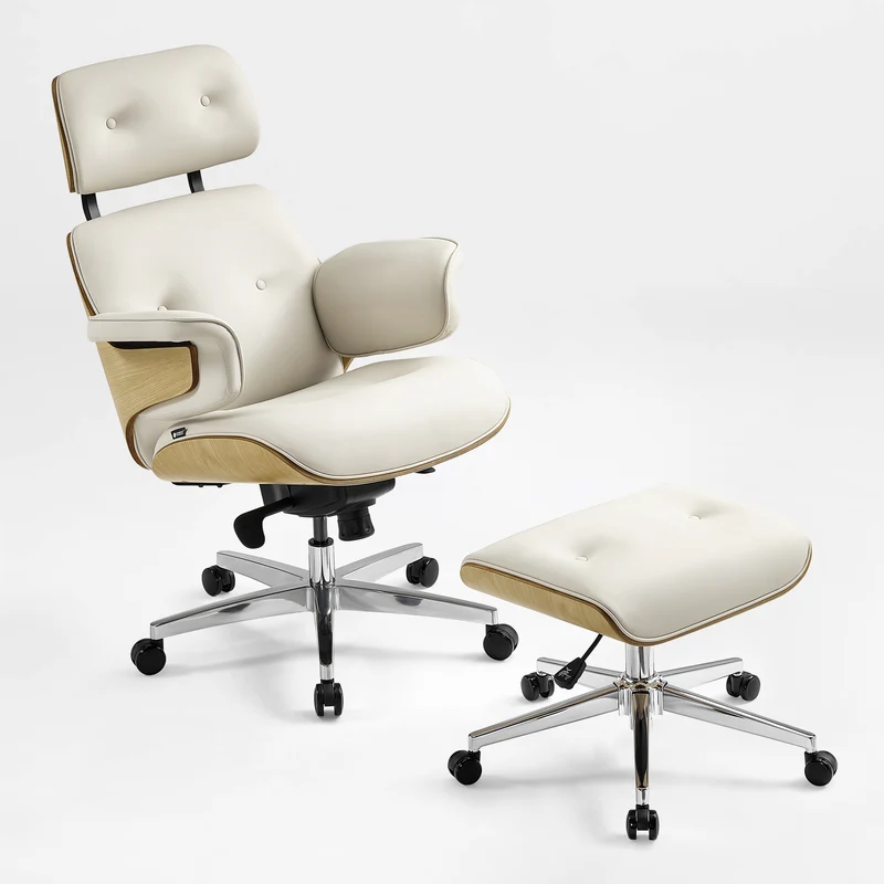 Mathias Leather Executive Chair with Ottoman