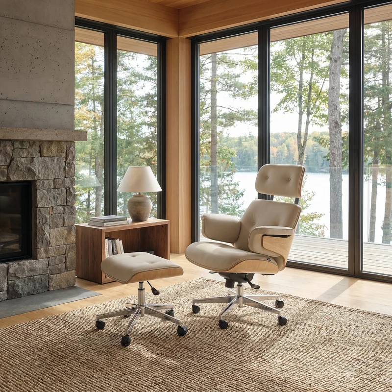 Mathias Leather Executive Chair with Ottoman