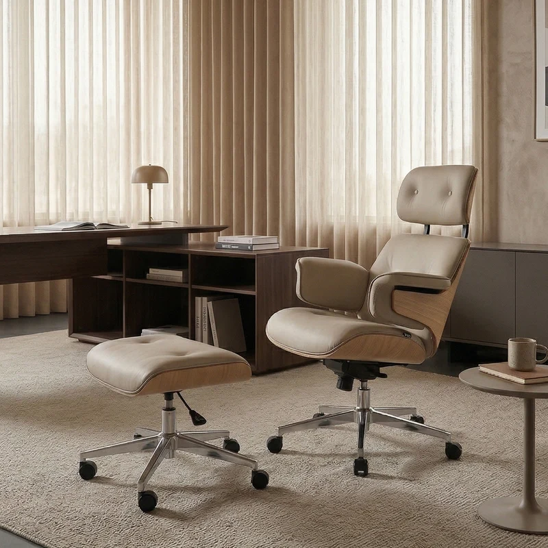 Mathias Leather Executive Chair with Ottoman