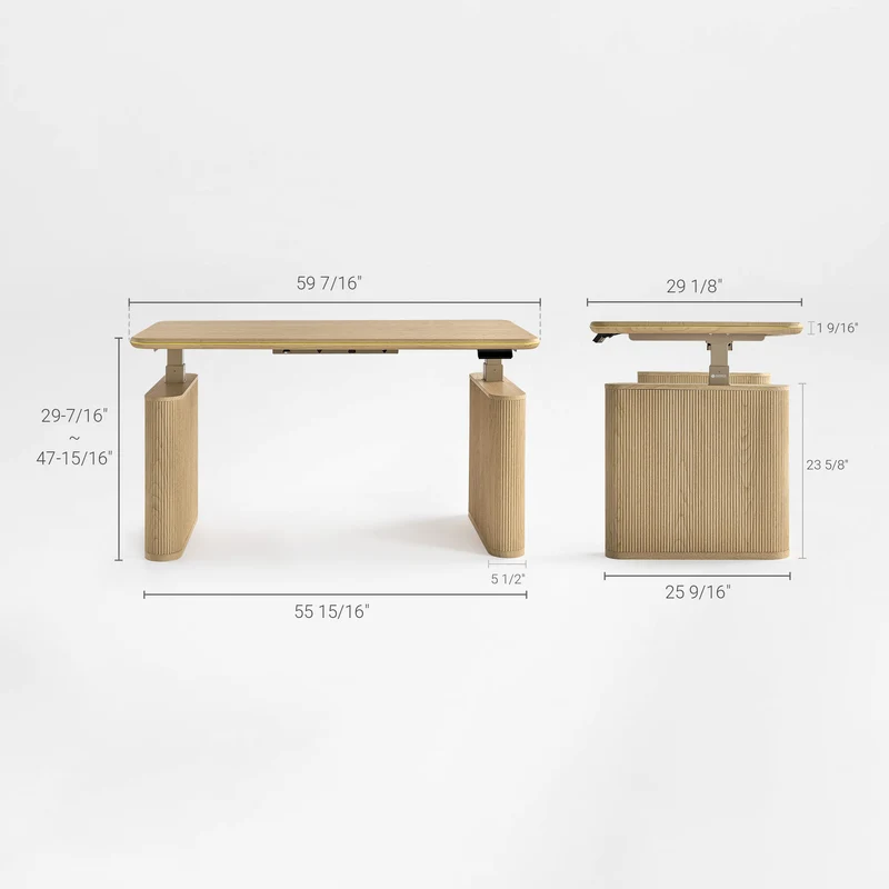Opal Aurelia Fluted Standing Desk (60"x29")