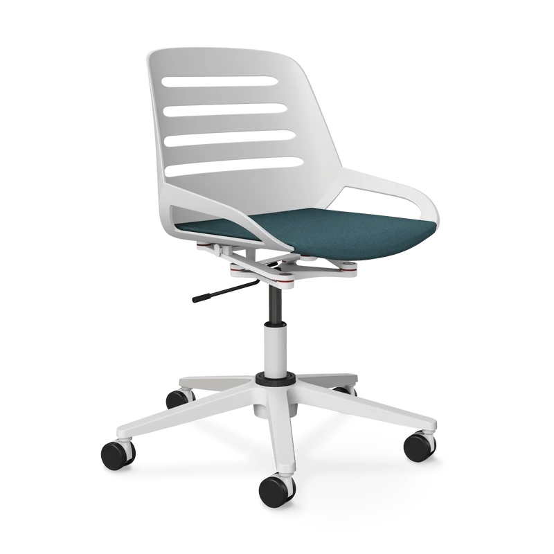 Aeris Numo Task Gestellfarbe weiß Sitzbezug blau meliert