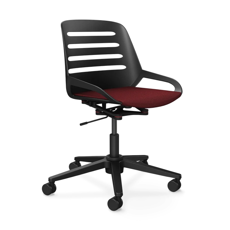 Aeris Numo Task Gestellfarbe schwarz Sitzbezug rot meliert