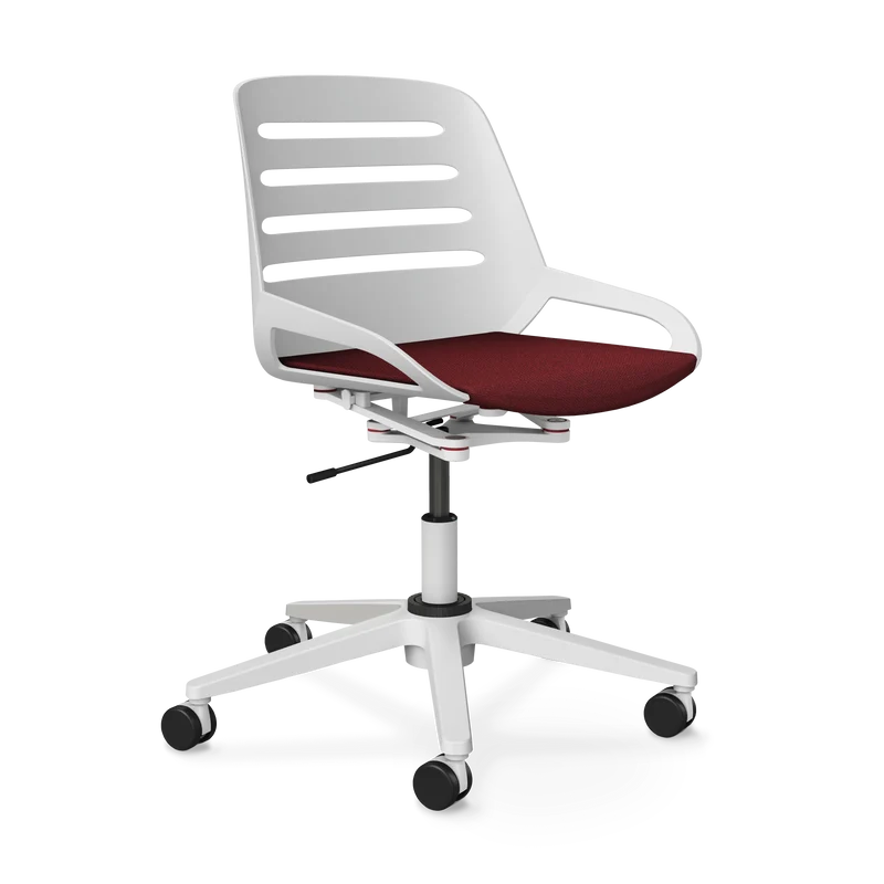 Aeris Numo Task Gestellfarbe weiß Sitzbezug rot meliert