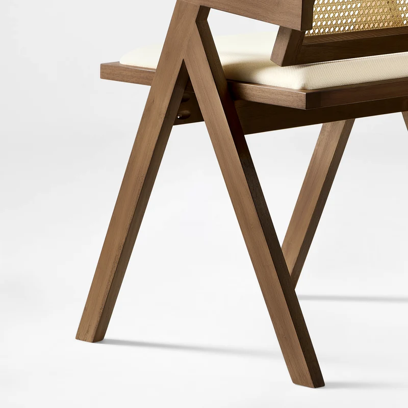 Mila Rattan Dining Chairs Set of 2, Walnut/Black