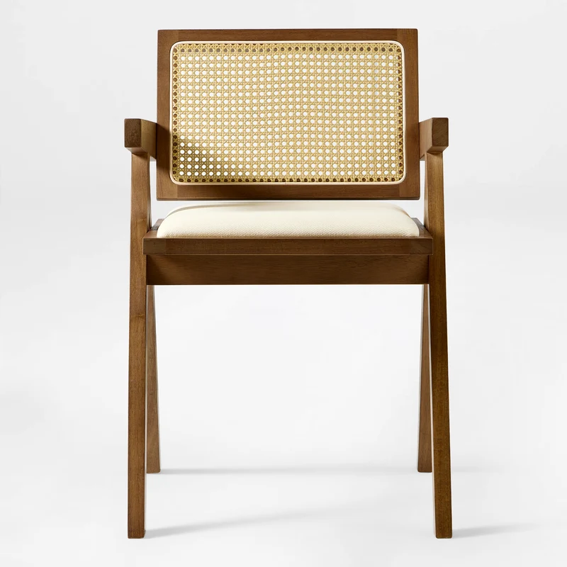 Mila Rattan Dining Chairs Set of 2, Walnut/Black