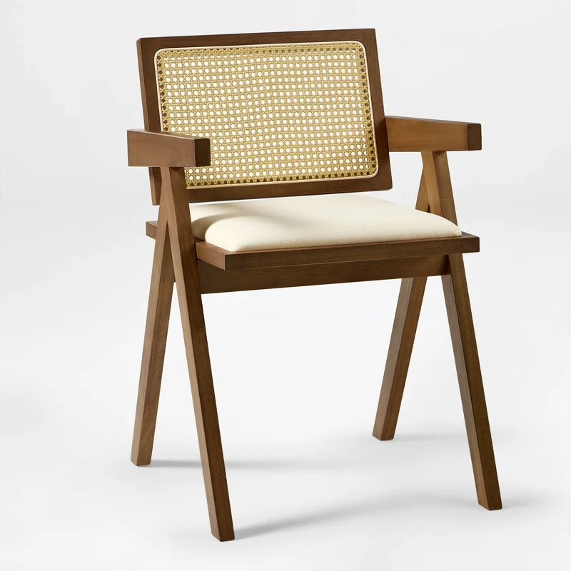 Mila Rattan Dining Chairs Set of 2, Walnut/Black
