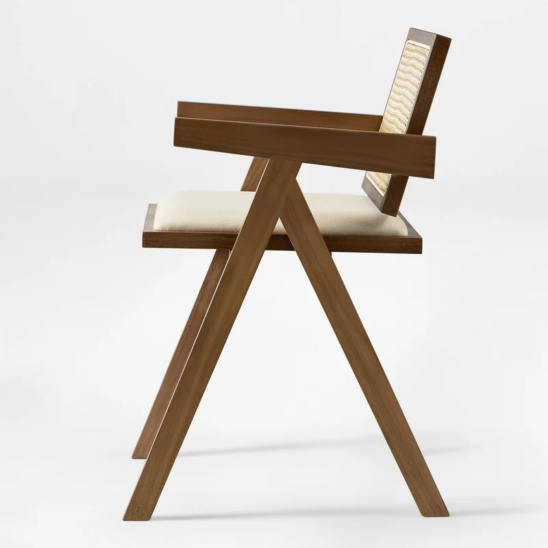 Mila Rattan Dining Chairs Set of 2, Walnut/Black