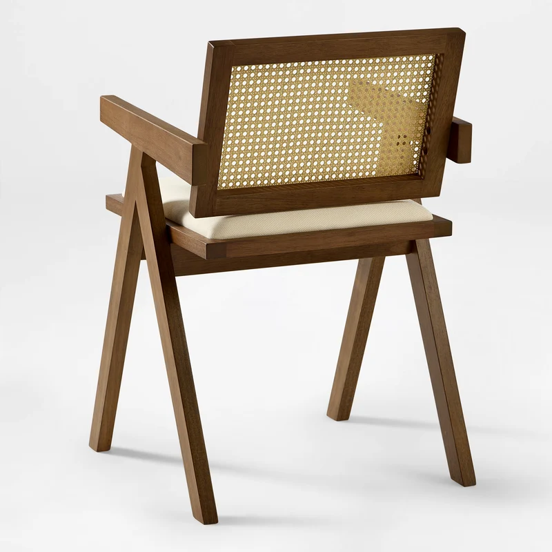 Mila Rattan Dining Chairs Set of 2, Walnut/Black