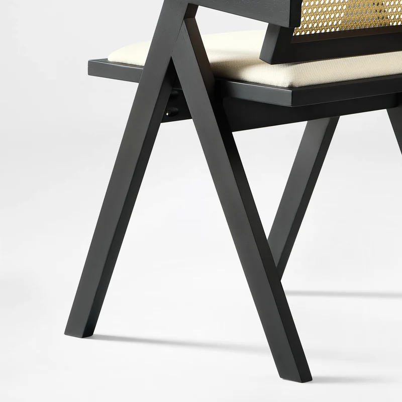 Mila Rattan Dining Chairs Set of 2, Walnut/Black