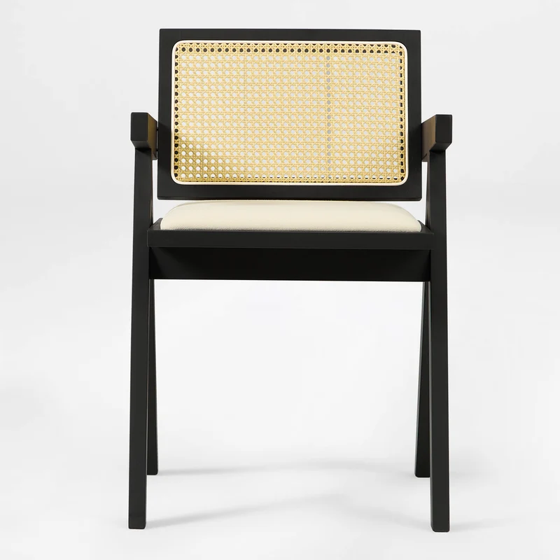 Mila Rattan Dining Chairs Set of 2, Walnut/Black