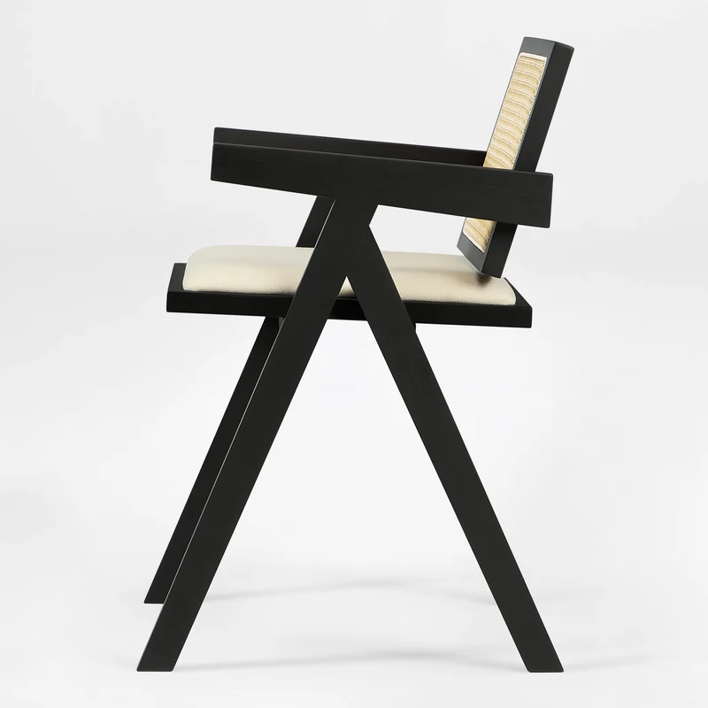 Mila Rattan Dining Chairs Set of 2, Walnut/Black