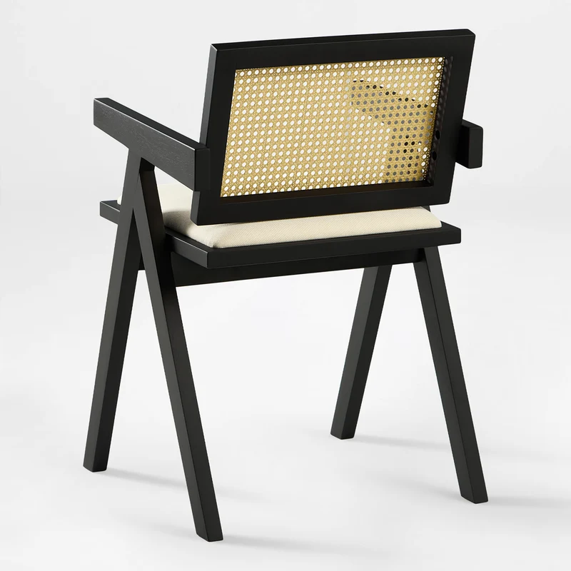 Mila Rattan Dining Chairs Set of 2, Walnut/Black