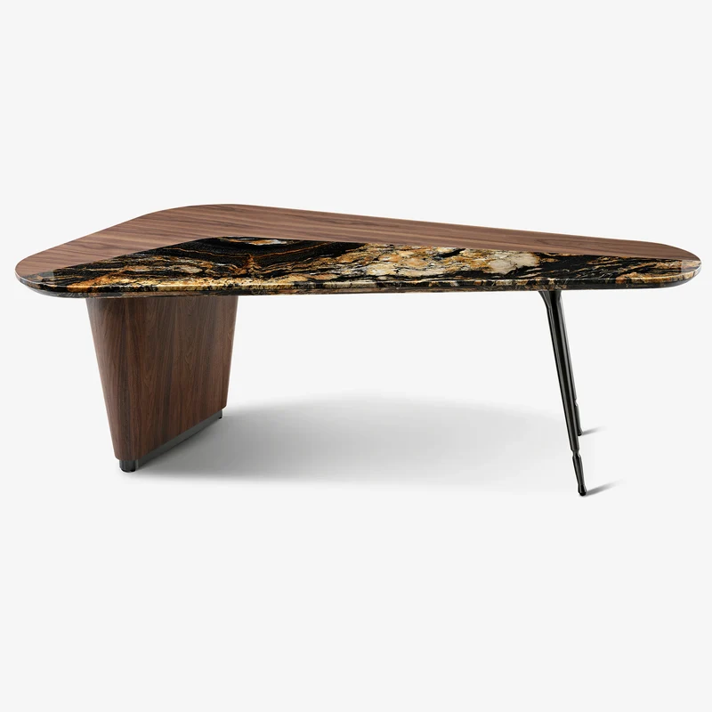 [Coming Soon] Magma, Natural Marble & Wood Top Office Desk (86"x37")