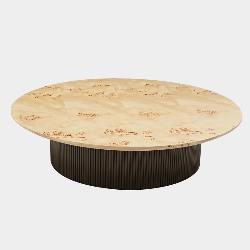 43" Birch Wood Veneer Coffee Table Set of 2