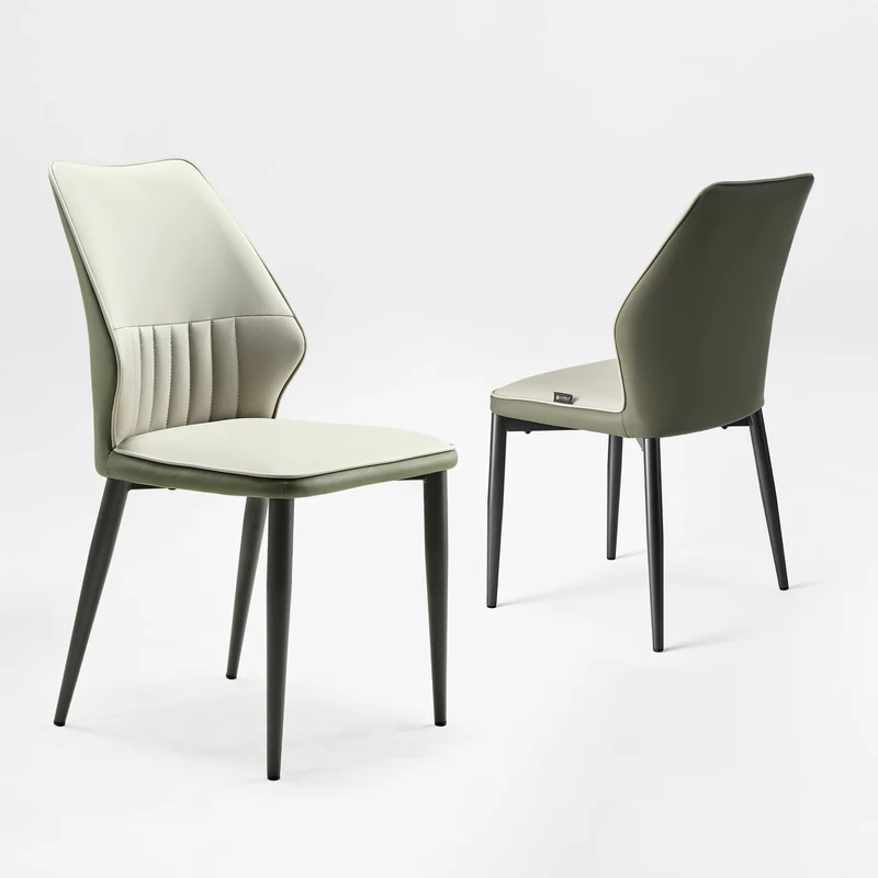 Ember, Upholstered Dining Side Chair Set of 2, Gray & Bottle Green