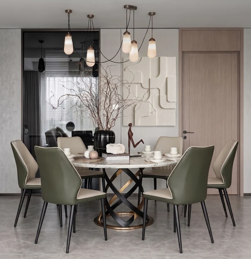 Ember, Upholstered Dining Side Chair Set of 2, Gray & Bottle Green