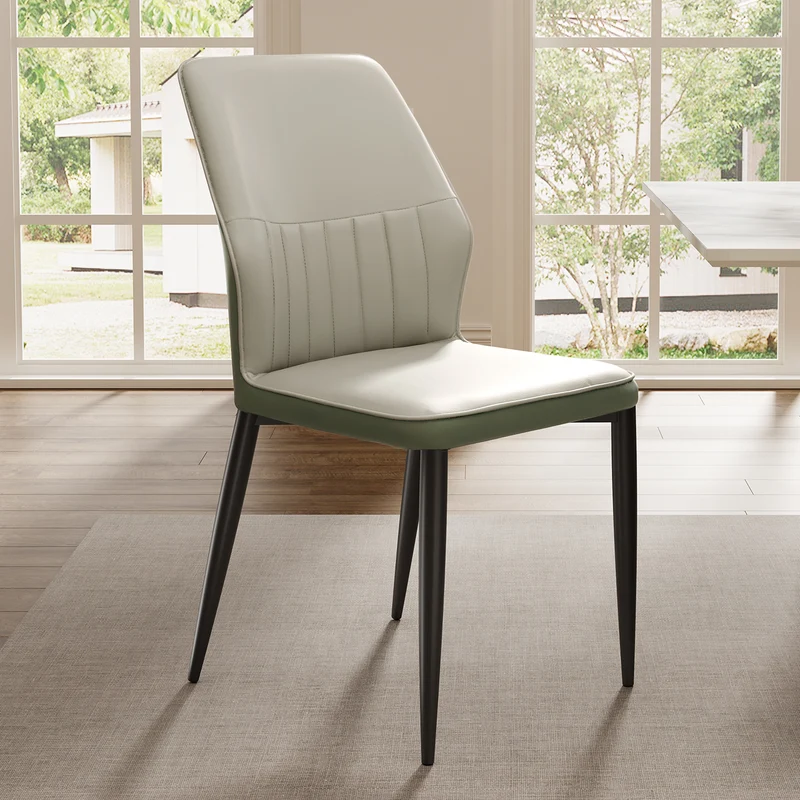 Ember, Upholstered Dining Side Chair Set of 2, Gray & Bottle Green
