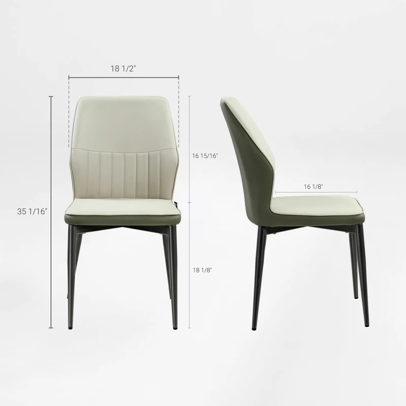 Ember, Upholstered Dining Side Chair Set of 2, Gray & Bottle Green