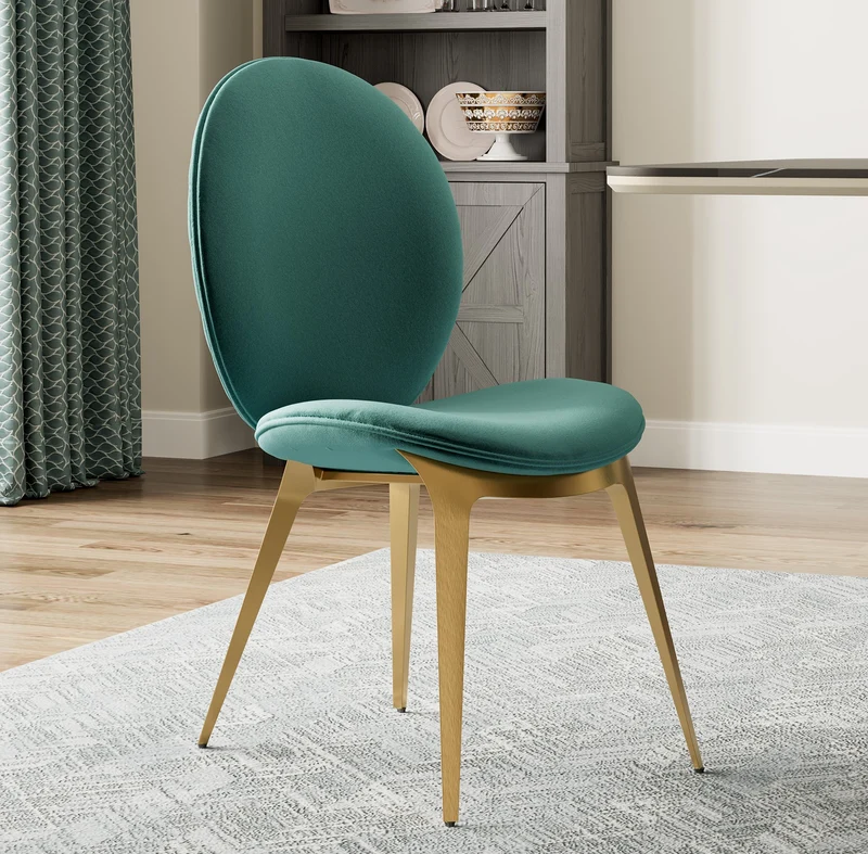 Kataleah, Velvet Dining Side Chairs Set of 2, Green