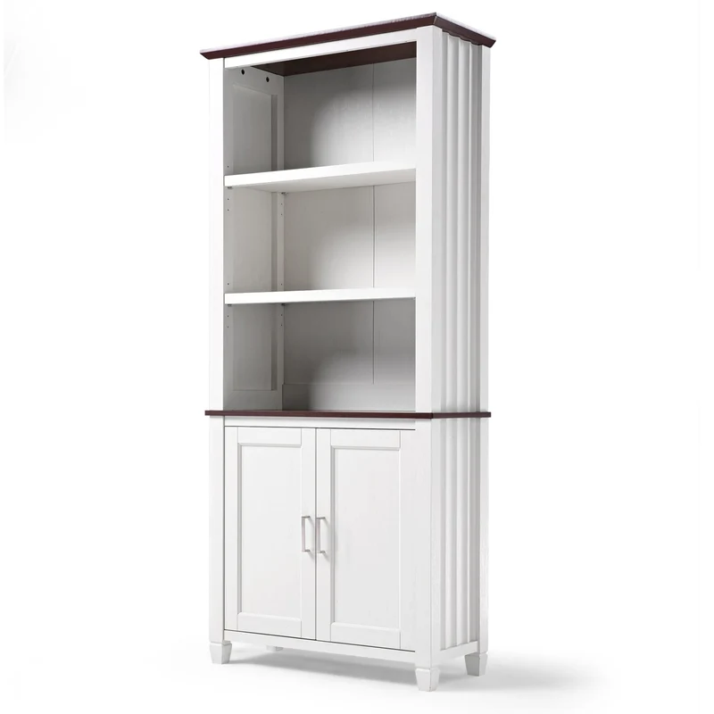 Ark ES, 71'' Display Bookshelf with Storage Cabinet, White