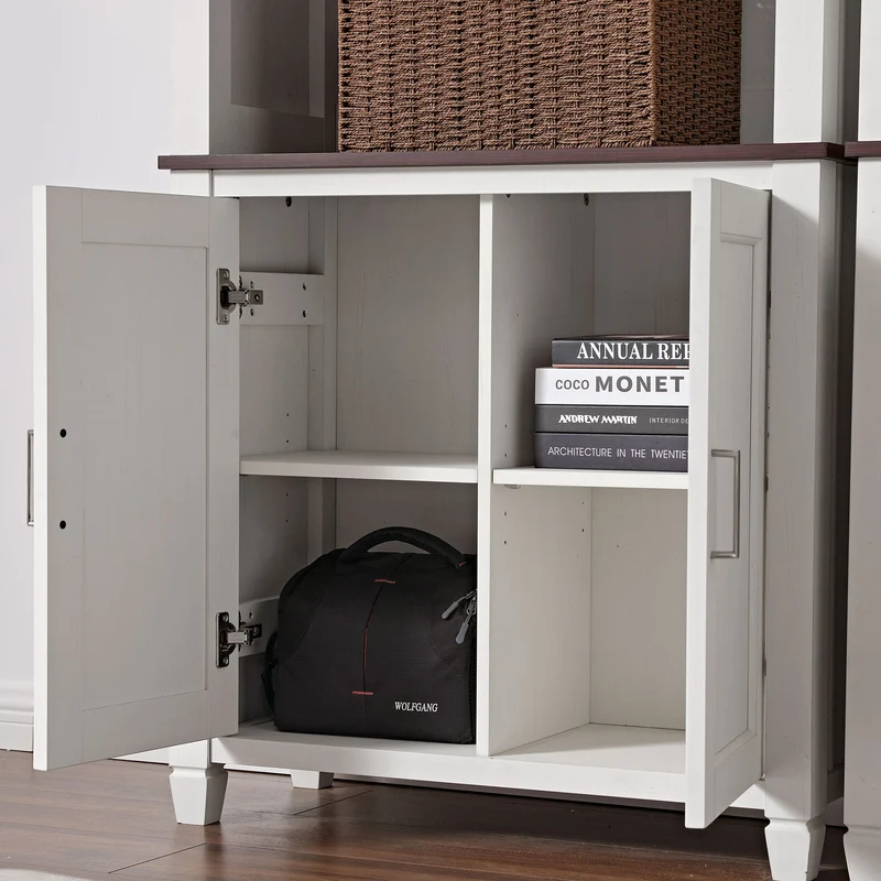 Ark ES, 71'' Display Bookshelf with Storage Cabinet, White