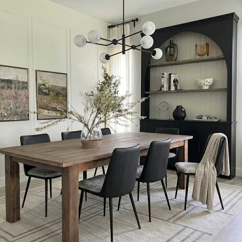 Solace, Upholstered Dining Side Chairs Set of 2, Black Gray