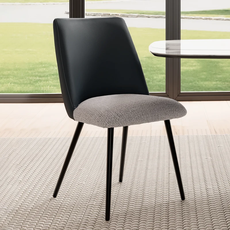 Solace, Upholstered Dining Side Chairs Set of 2, Black Gray