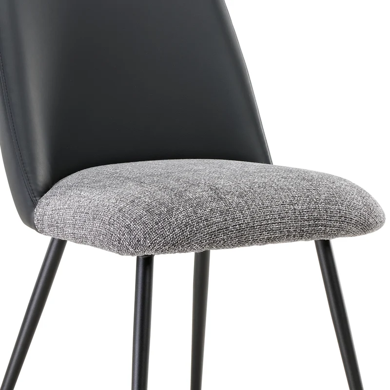 Solace, Upholstered Dining Side Chairs Set of 2, Black Gray