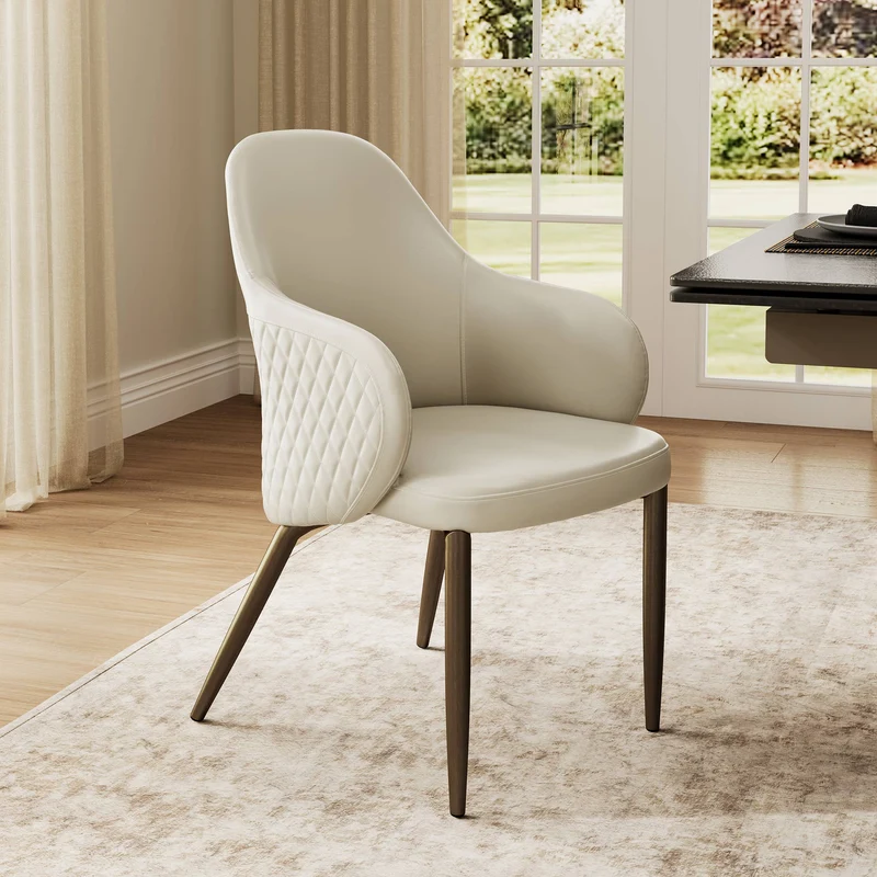 Acalay, Upholstered Dining Arm Chairs Set of 2, Beige