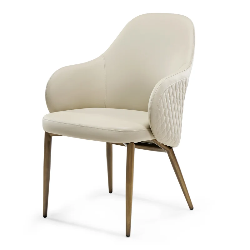 Acalay, Upholstered Dining Arm Chairs Set of 2, Beige