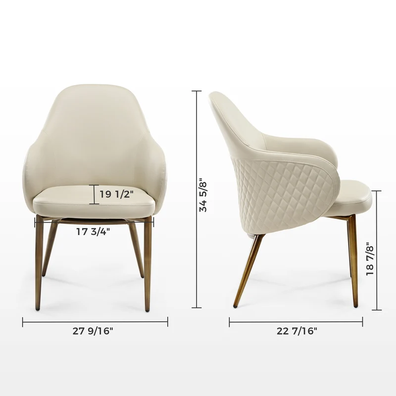 Acalay, Upholstered Dining Arm Chairs Set of 2, Beige