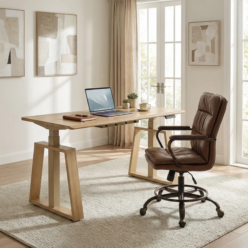 Home Office Set: Ark Lite Standing Desk & PU Leather Chair